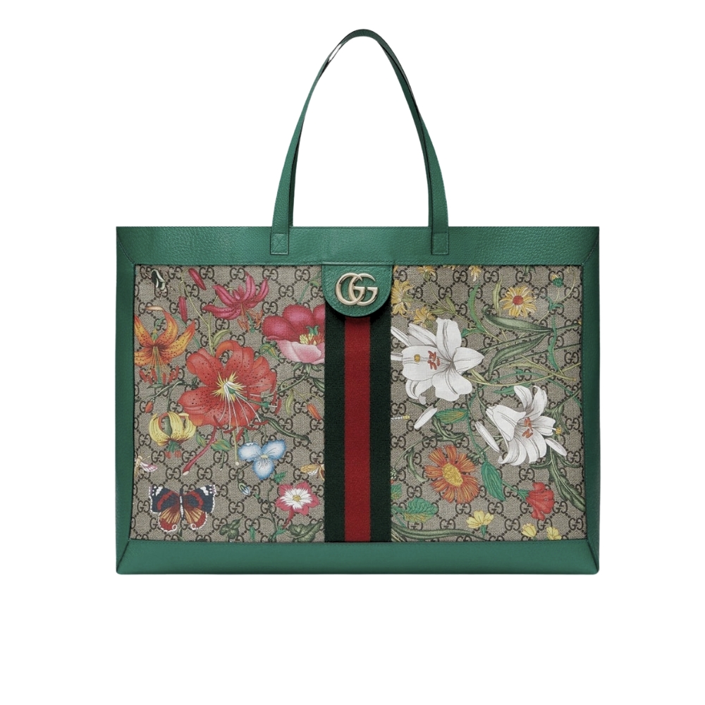 Gucci Ophidia GG Flora Medium Tote Green 44Cm