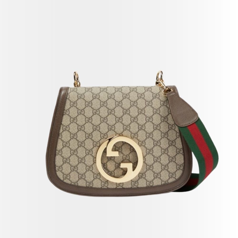 Gucci Blondie Medium Shoulder Bag Beige And Ebony GG Supreme Canvas 29Cm 699210 96IWG 8745