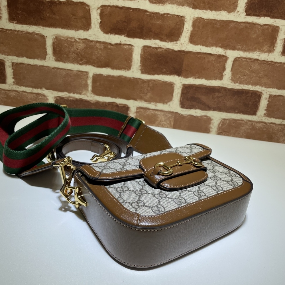 Gucci Horsebit 1955 Small Shoulder Bag GG Supreme Canvas Beige Brown 20Cm 658574 HUHHG 8565 - Image 5