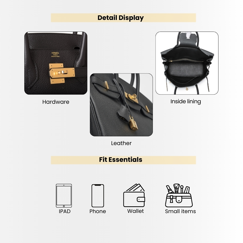 Hermes Birkin 35 Togo Leather Gold Hardware Black 35Cm - Image 4