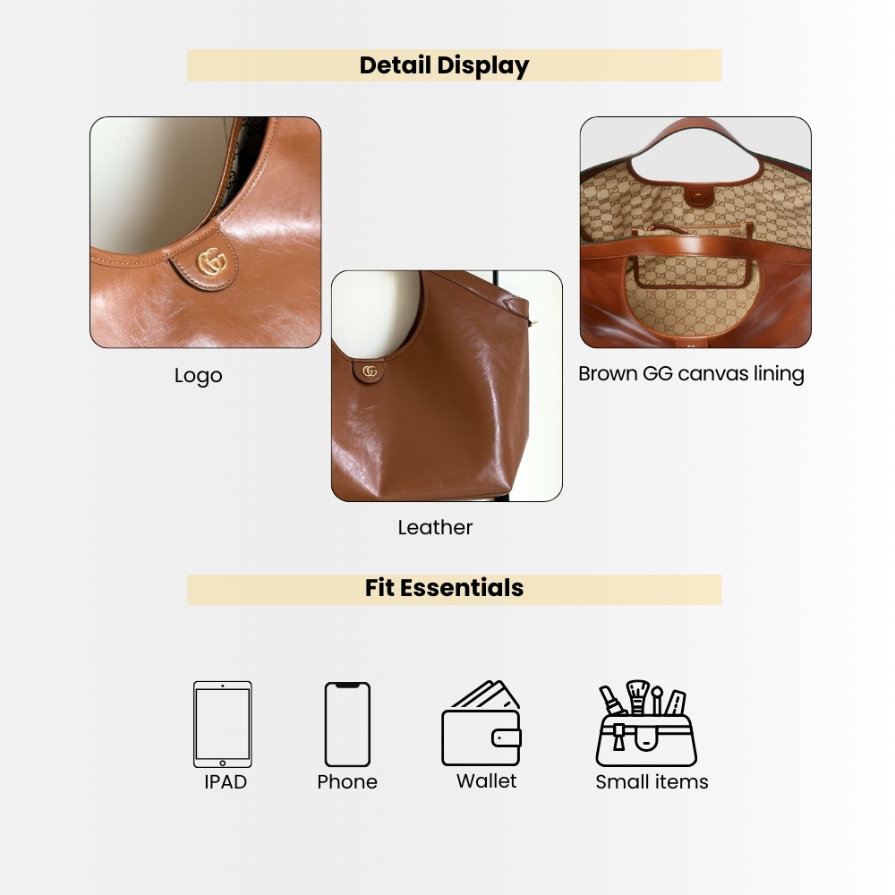 Gucci Giglio Large Tote Bag Dark Brown Leather 60cm 853971 AAF2H 7645 - Image 4