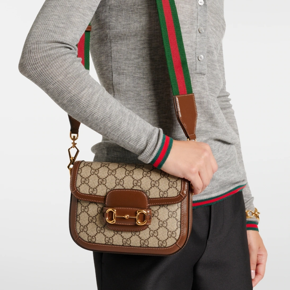 Gucci Horsebit 1955 Small Shoulder Bag GG Supreme Canvas Beige Brown 20Cm 658574 HUHHG 8565 - Image 2