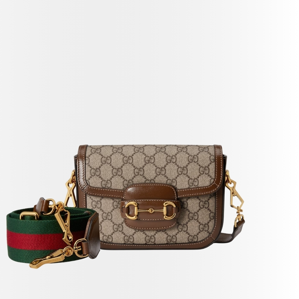 Gucci Horsebit 1955 Small Shoulder Bag GG Supreme Canvas Beige Brown 20Cm 658574 HUHHG 8565