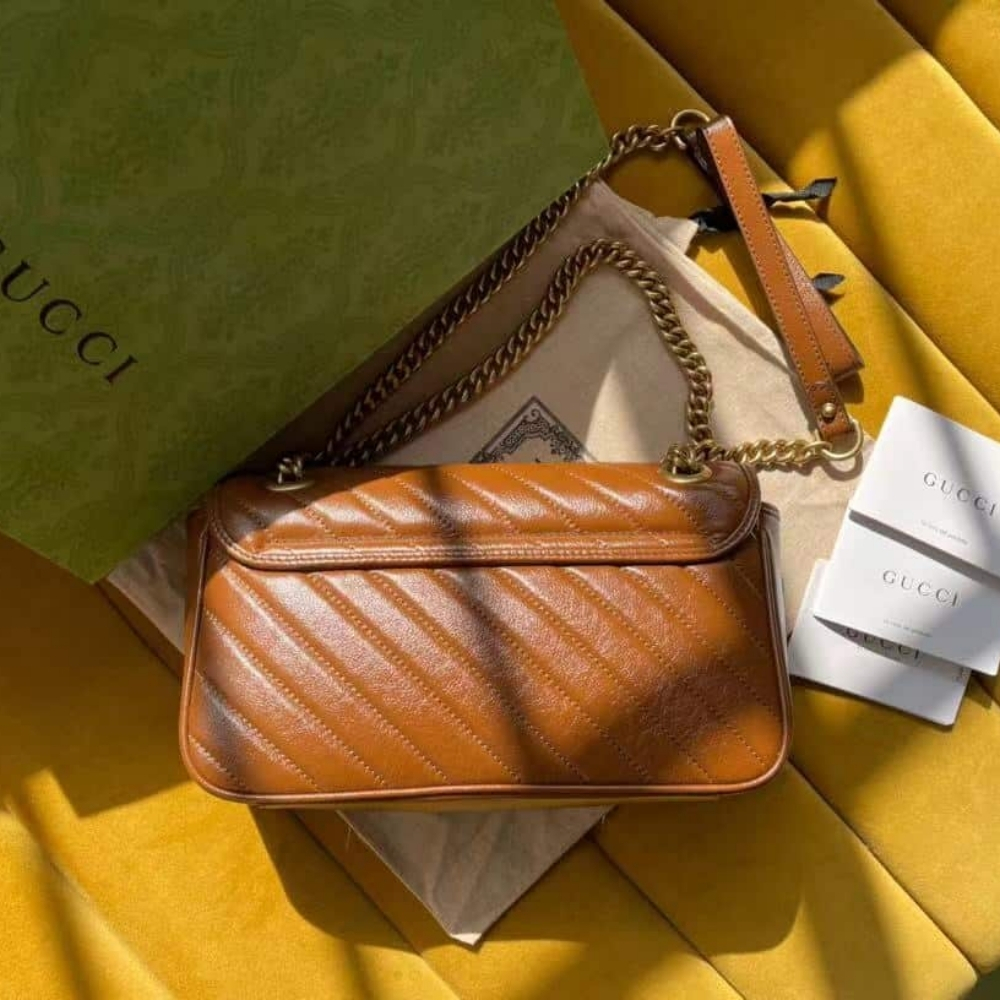 Gucci Marmont Mini Matelasse Shoulder Bag Brown 22Cm 446744 0OLFT 2535 - Image 5