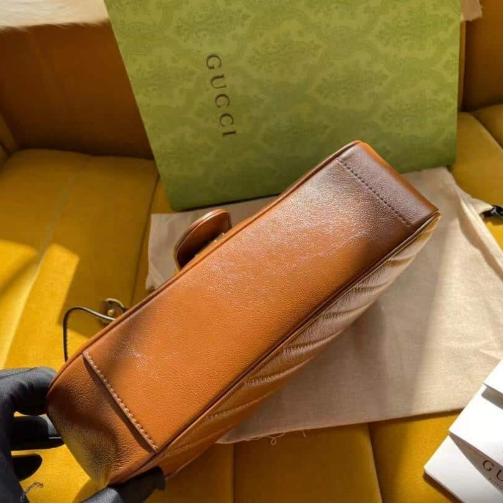 Gucci Marmont Mini Matelasse Shoulder Bag Brown 22Cm 446744 0OLFT 2535 - Image 6