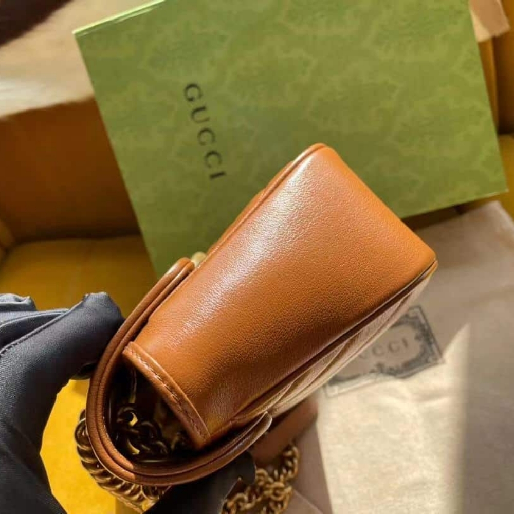 Gucci Marmont Mini Matelasse Shoulder Bag Brown 22Cm 446744 0OLFT 2535 - Image 8