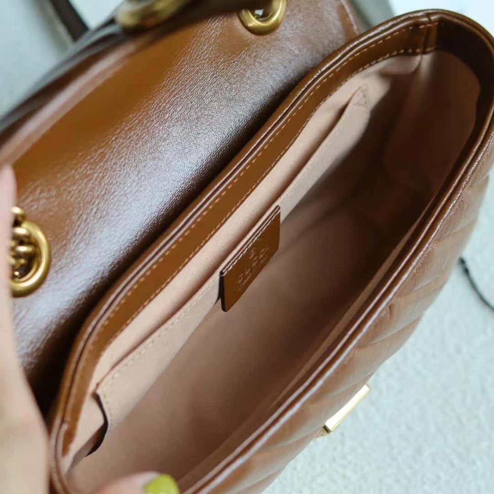 Gucci Marmont Mini Matelasse Shoulder Bag Brown 22Cm 446744 0OLFT 2535 - Image 9