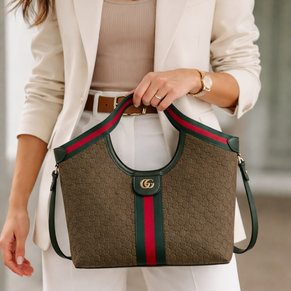 Gucci Giglio Small Tote Bag Dark Green 25Cm - Image 2