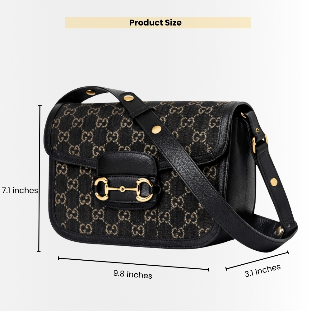 Gucci Horsebit 1955 Medium Original GG Shoulder Bag Black Ivory 25Cm 602204 UN3BG 1274 - Image 3