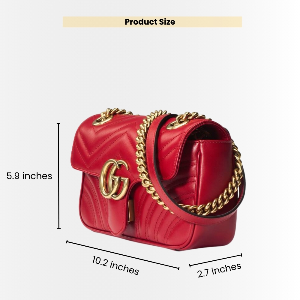 Gucci Marmont Small Matelasse Shoulder Bag Red 22Cm 446744 0OLFT 2535 - Image 3