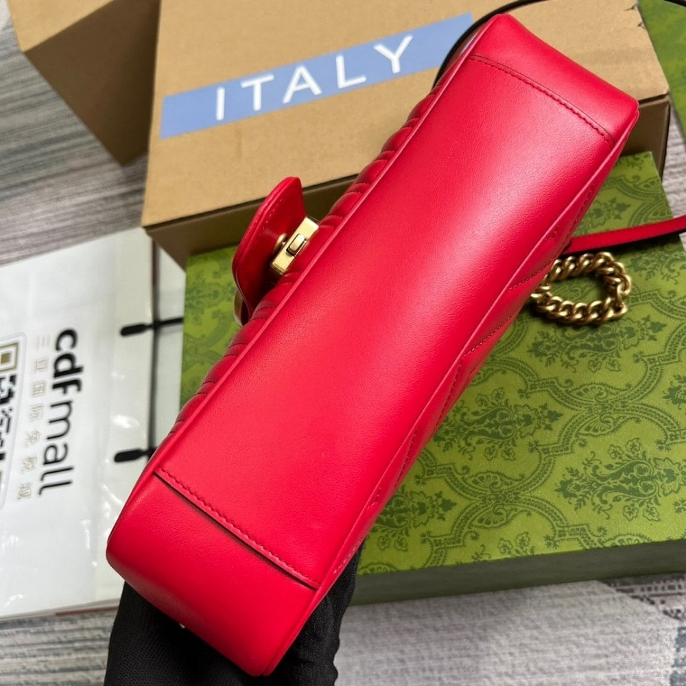 Gucci Marmont Small Matelasse Shoulder Bag Red 22Cm 446744 0OLFT 2535 - Image 6