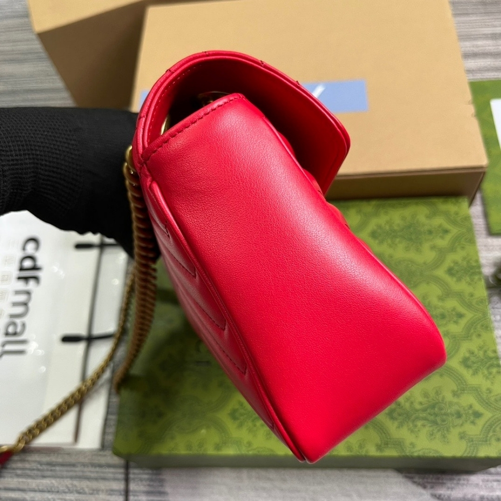 Gucci Marmont Small Matelasse Shoulder Bag Red 22Cm 446744 0OLFT 2535 - Image 7