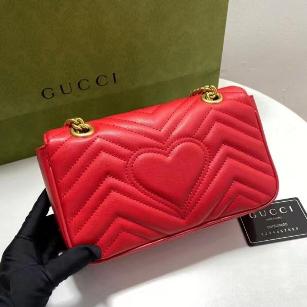 Gucci Marmont Small Matelasse Shoulder Bag Red 22Cm 446744 0OLFT 2535 - Image 8