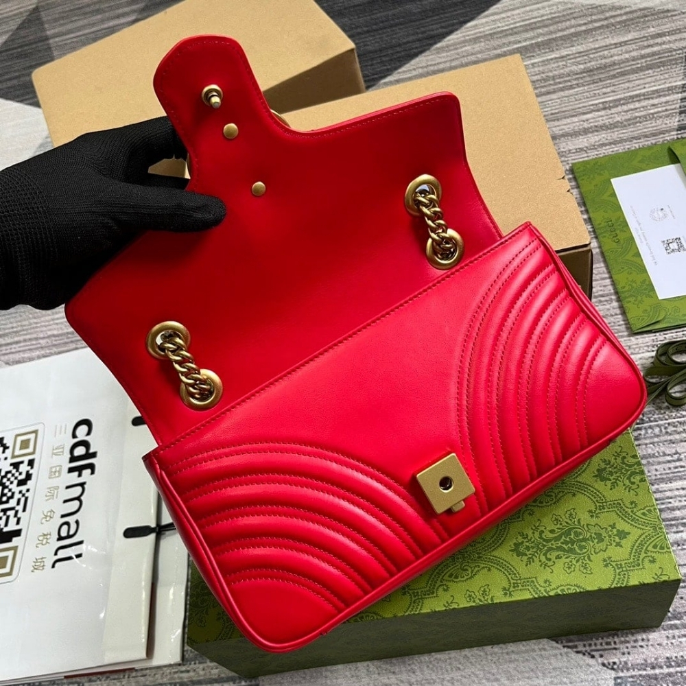 Gucci Marmont Small Matelasse Shoulder Bag Red 22Cm 446744 0OLFT 2535 - Image 9