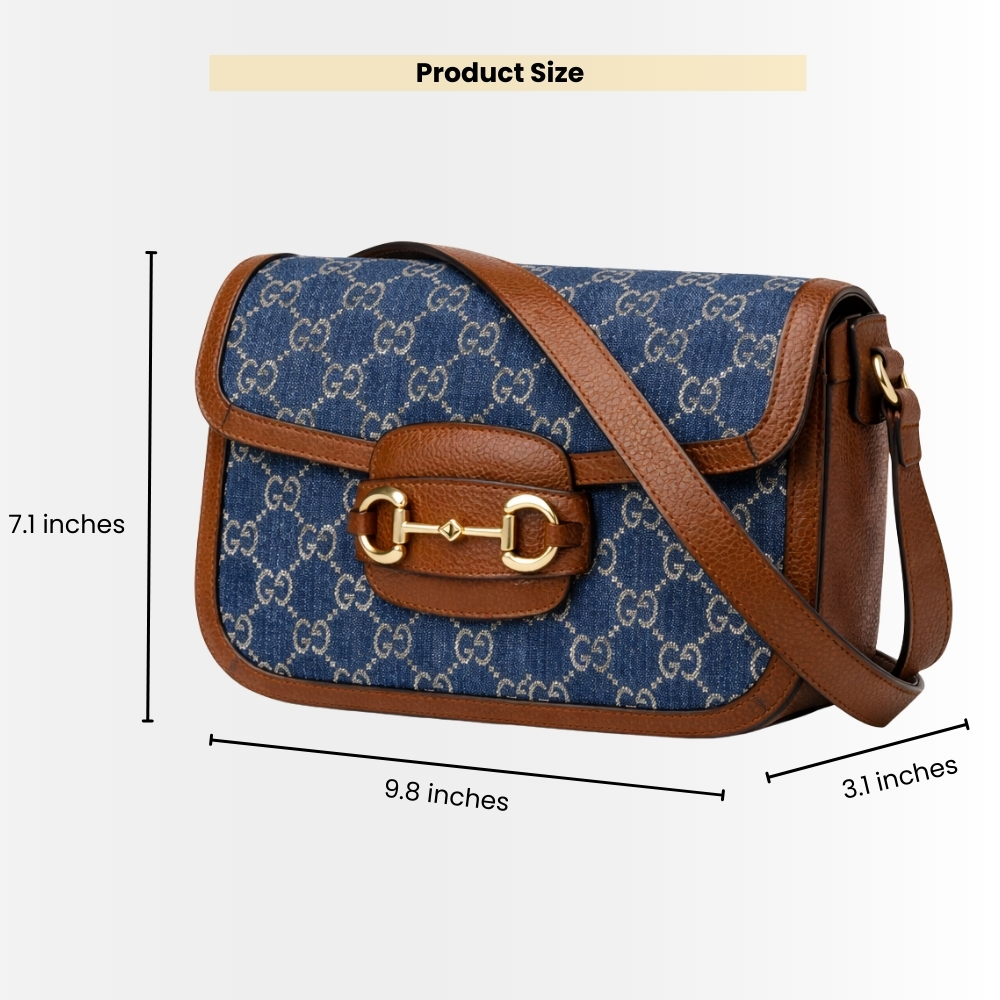 Gucci Horsebit 1955 Medium Monogram Canvas Blue And Ivory 25Cm - Image 3
