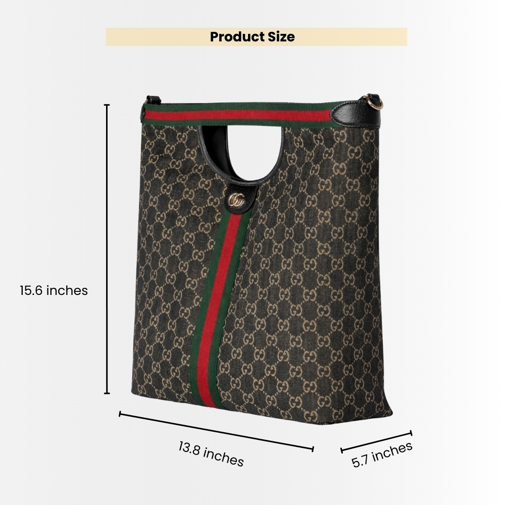 Gucci Giglio Large Tote Bag Black And White GG Denim 36Cm 865452 UN3AG 1099 - Image 3