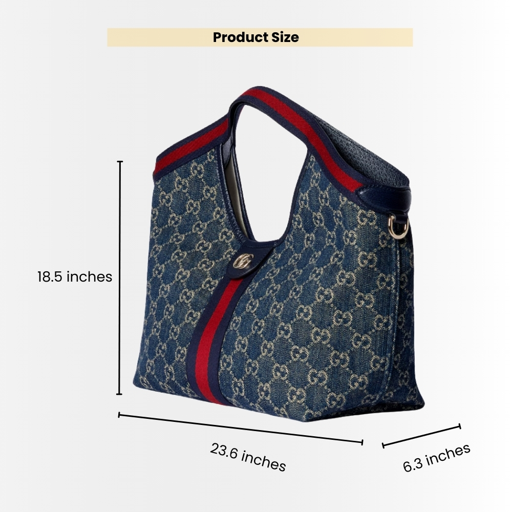 Gucci Giglio Large Tote Bag GG Blue Denim 60Cm 853971 FAFFQ 8864 - Image 3
