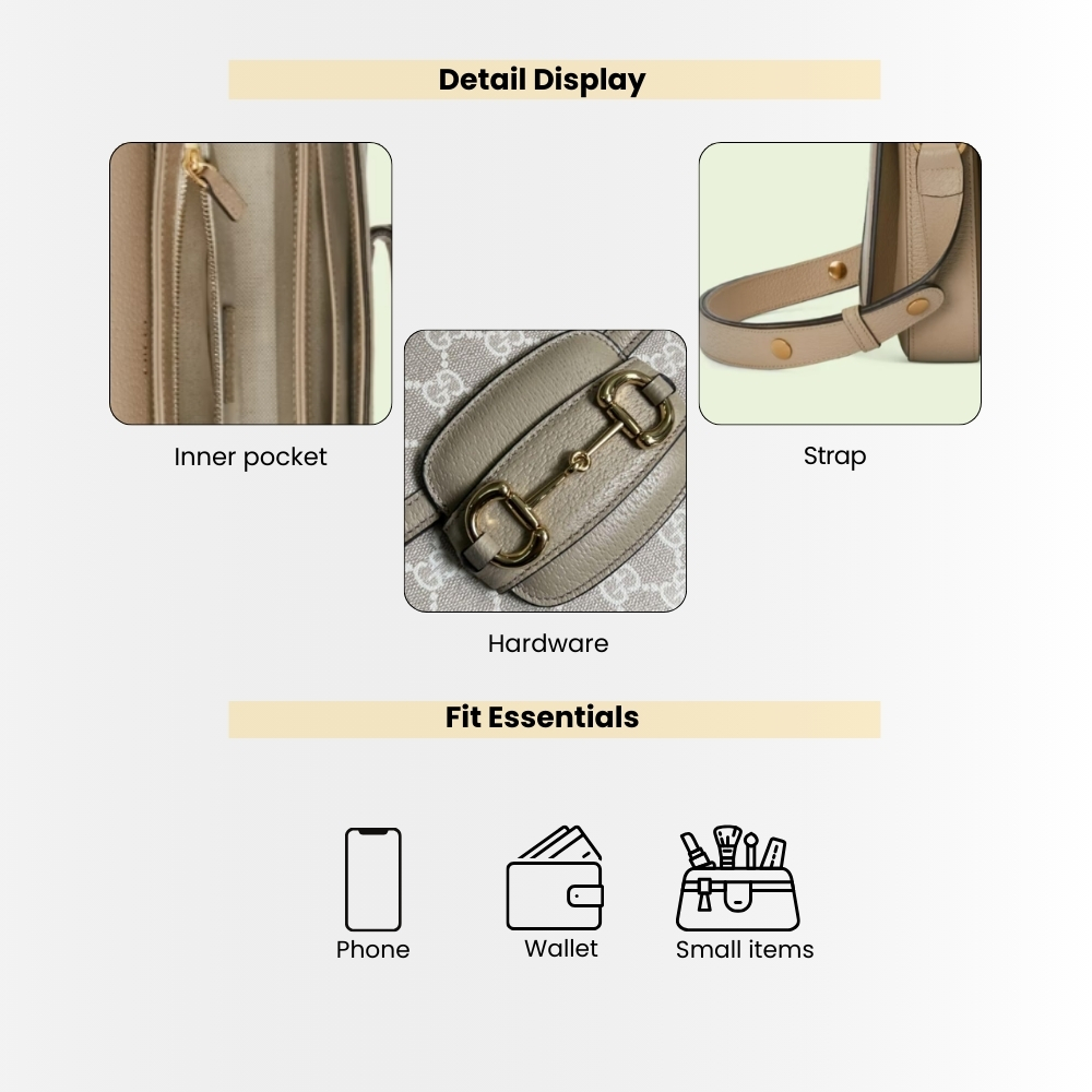 Gucci Horsebit 1955 Medium Bag Beige White 25cm 602204 UULBG 9683 - Image 4