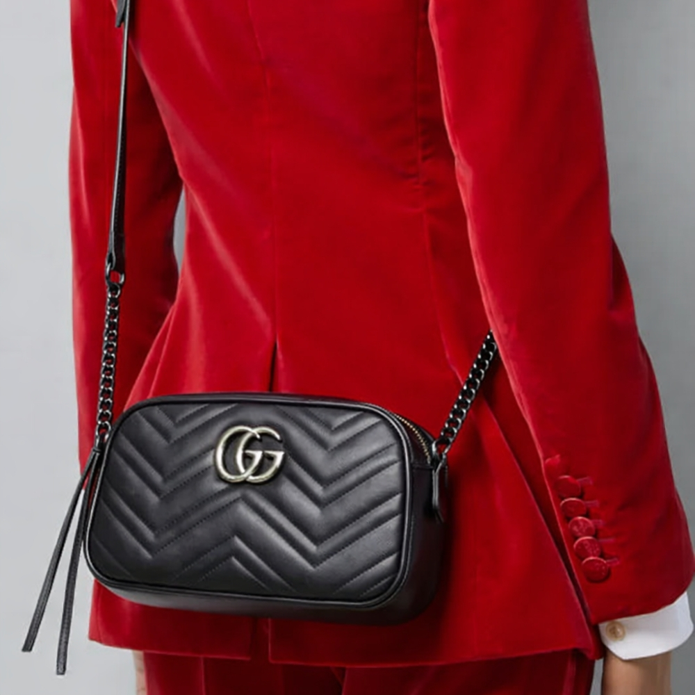 Gucci GG Marmont Small Shoulder Bag Black 24Cm 447632 UM8BN 1000 - Image 2