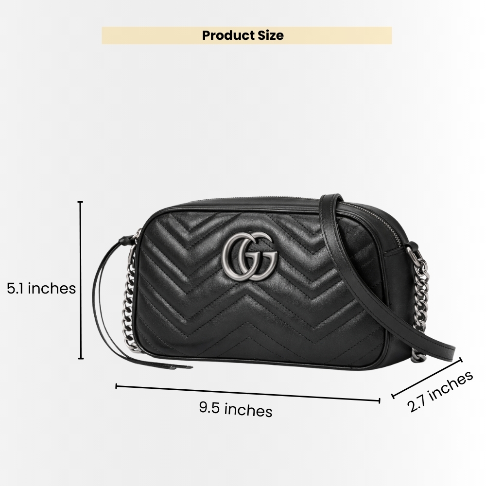 Gucci GG Marmont Small Shoulder Bag Black 24Cm 447632 UM8BN 1000 - Image 3