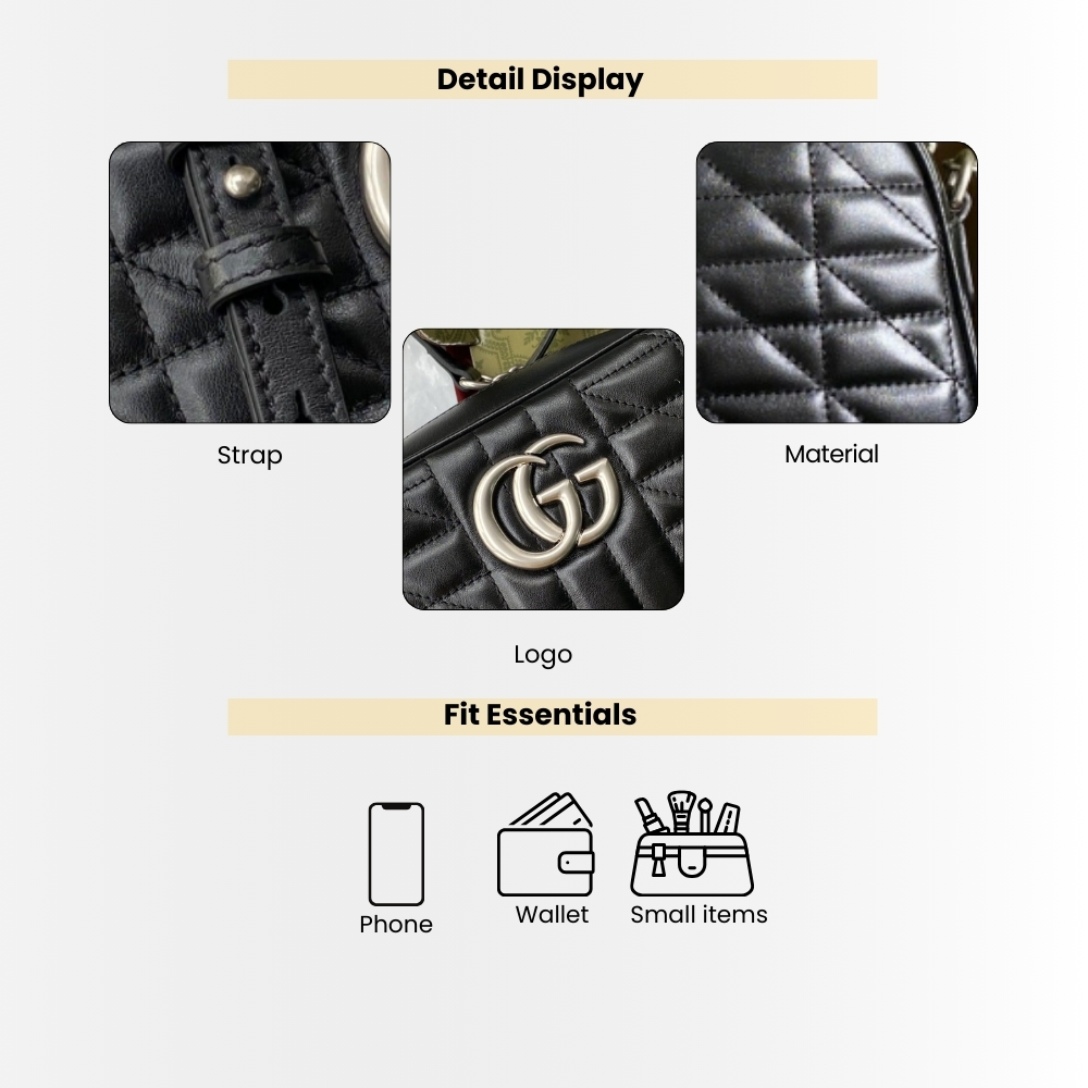 Gucci GG Marmont Small Shoulder Bag Black 24Cm 447632 UM8BN 1000 - Image 4