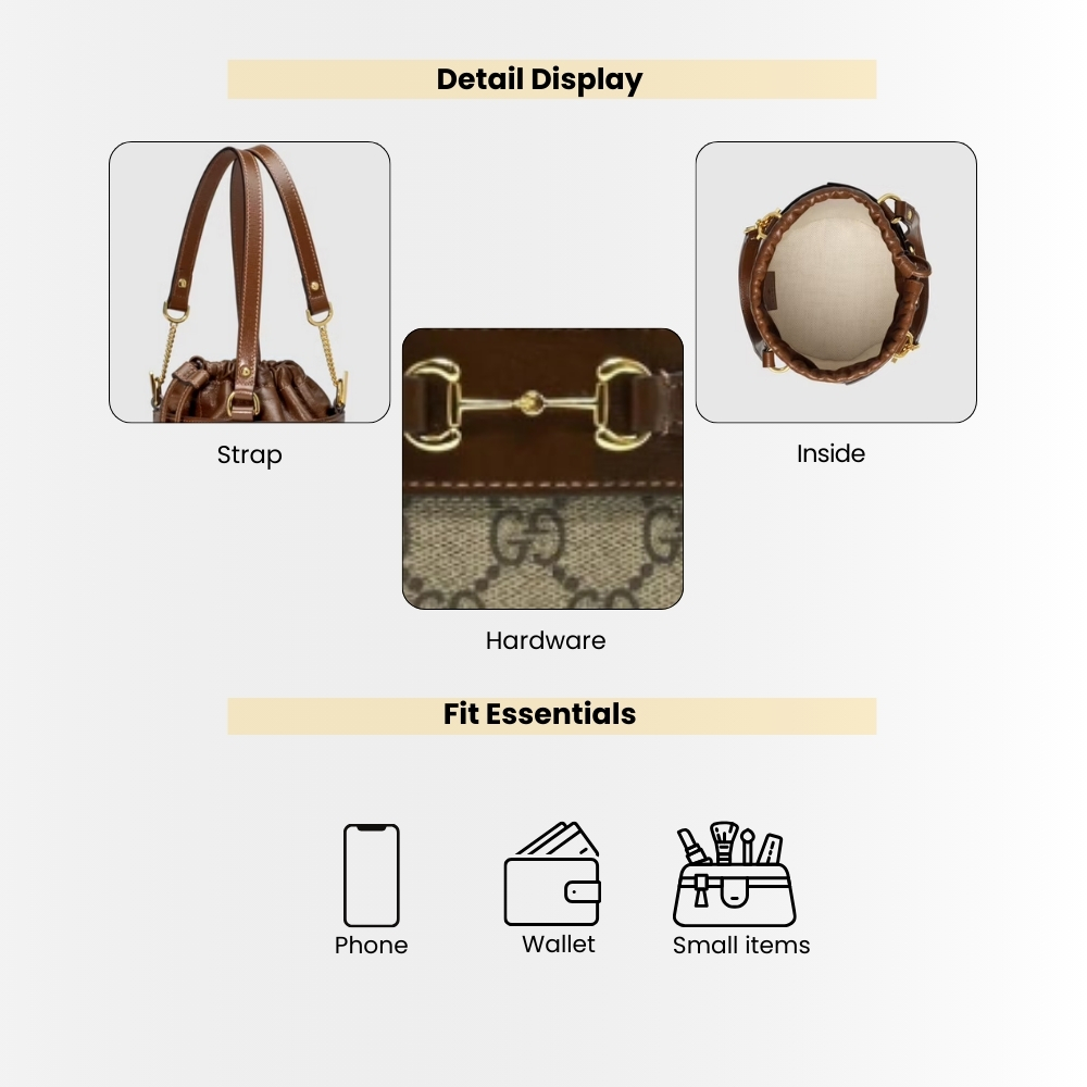 Gucci Horsebit 1955 Mini Bucket Bag Brown 18Cm - Image 4