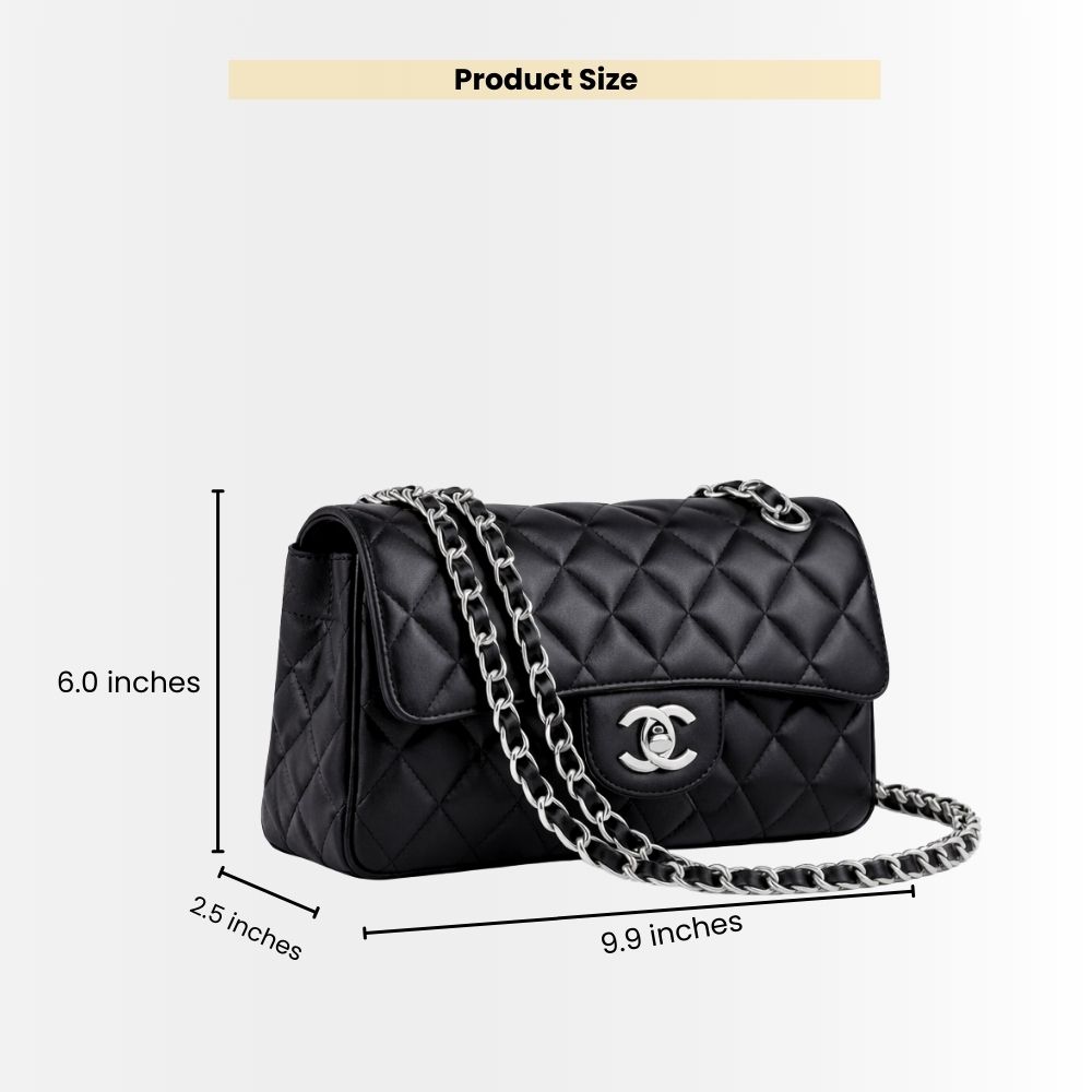 Chanel Classic Medium Flap Bag Black Leather With Silver Hardware 25cm A01113 Y01480 94305