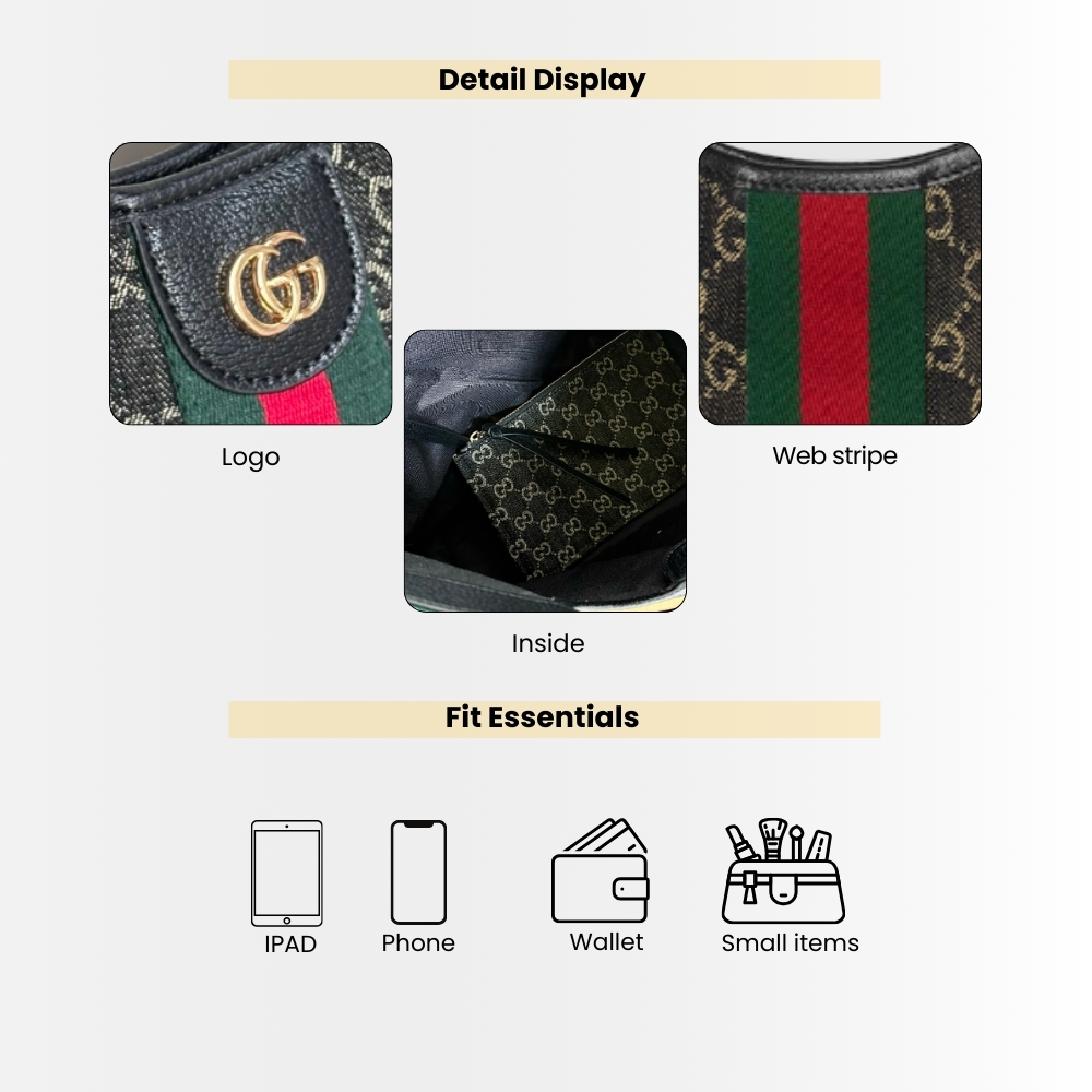 Gucci Giglio Large Tote Bag Black And White GG Denim 36Cm 865452 UN3AG 1099 - Image 4