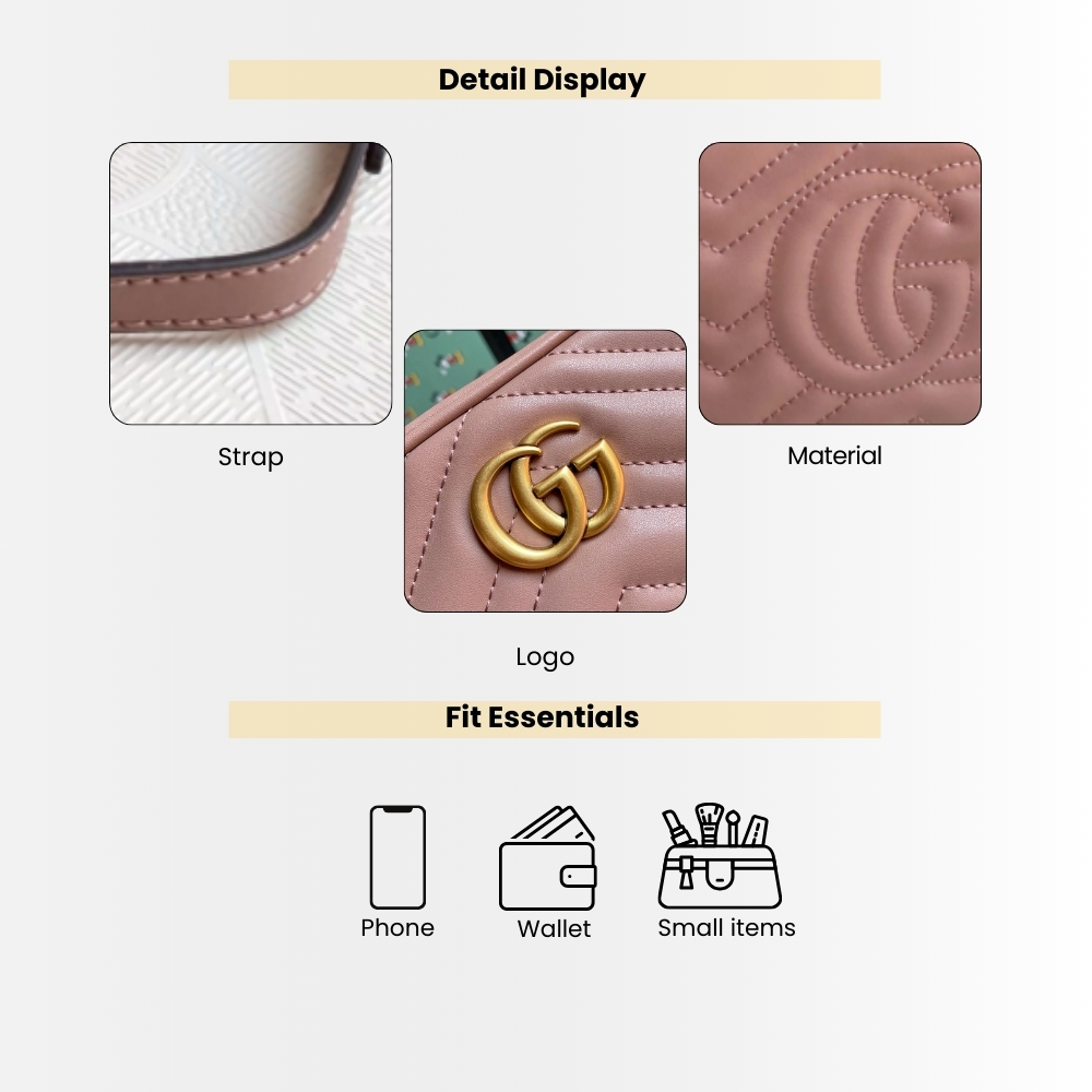 Gucci GG Marmont Small Shoulder Bag Pink 24Cm 447632 DTD1T 5729 - Image 4