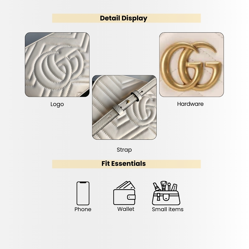 Gucci GG Marmont Small Camera Bag White 24Cm 447632 DTD1T 9022 - Image 4