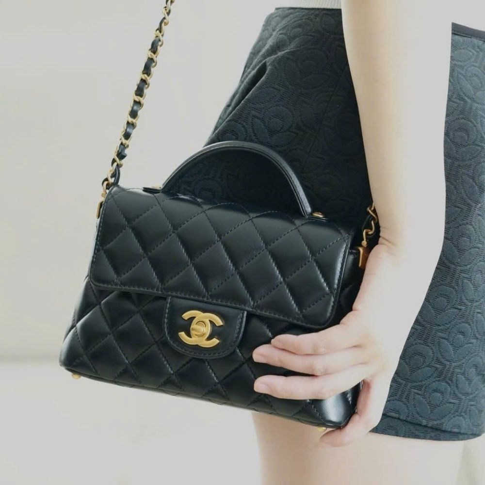 Chanel Mini Flap Top Handle Bag And Gold Metal Black 20Cm AS5355 B19386 94305 - Image 2