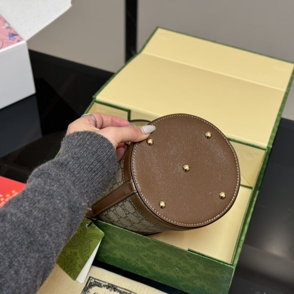 Gucci Horsebit 1955 Mini Bucket Bag Brown 18Cm - Image 7