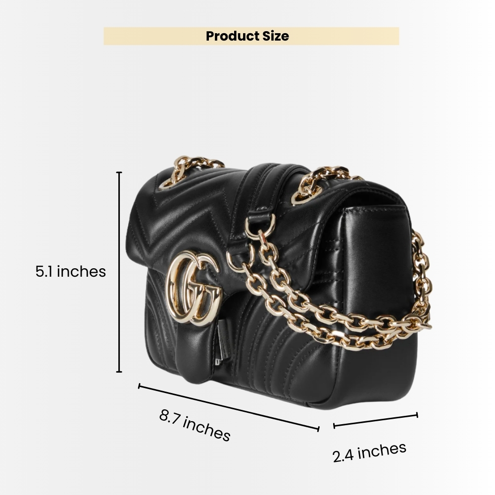 Gucci Marmont Mini Matelassé Shoulder Bag Black 22Cm 446744 DIDIT 1000 - Image 3