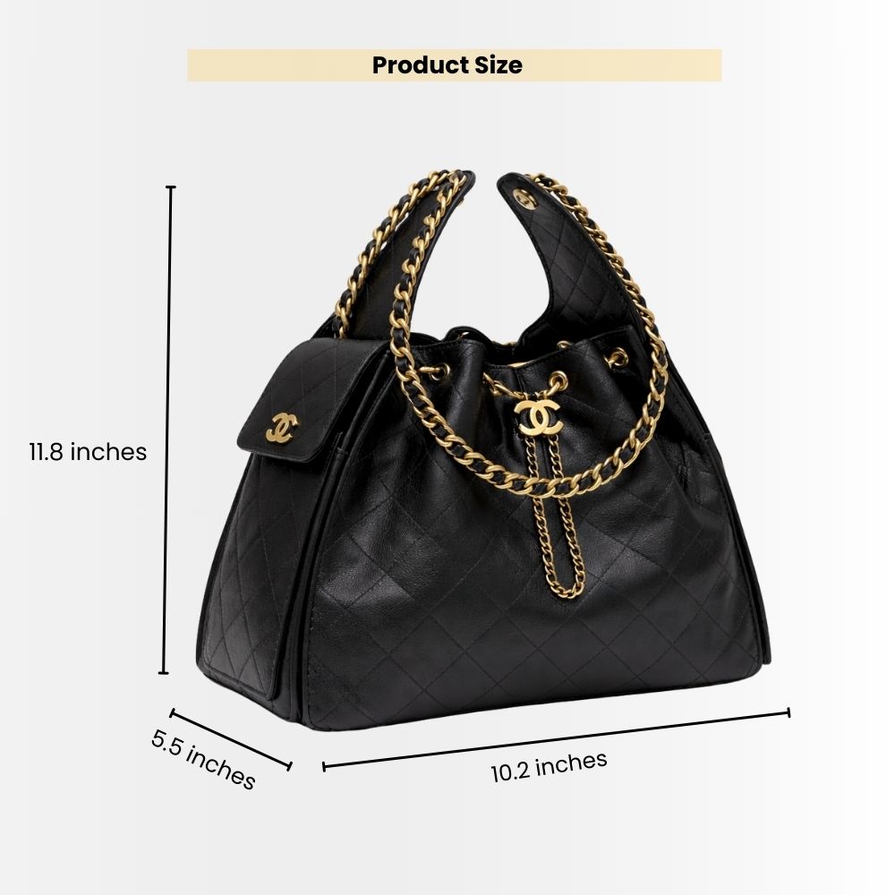 Chanel 25 Small Handbag Grained And Gold Tone Metal Black 26Cm AS5293 B20304 94305 - Image 3