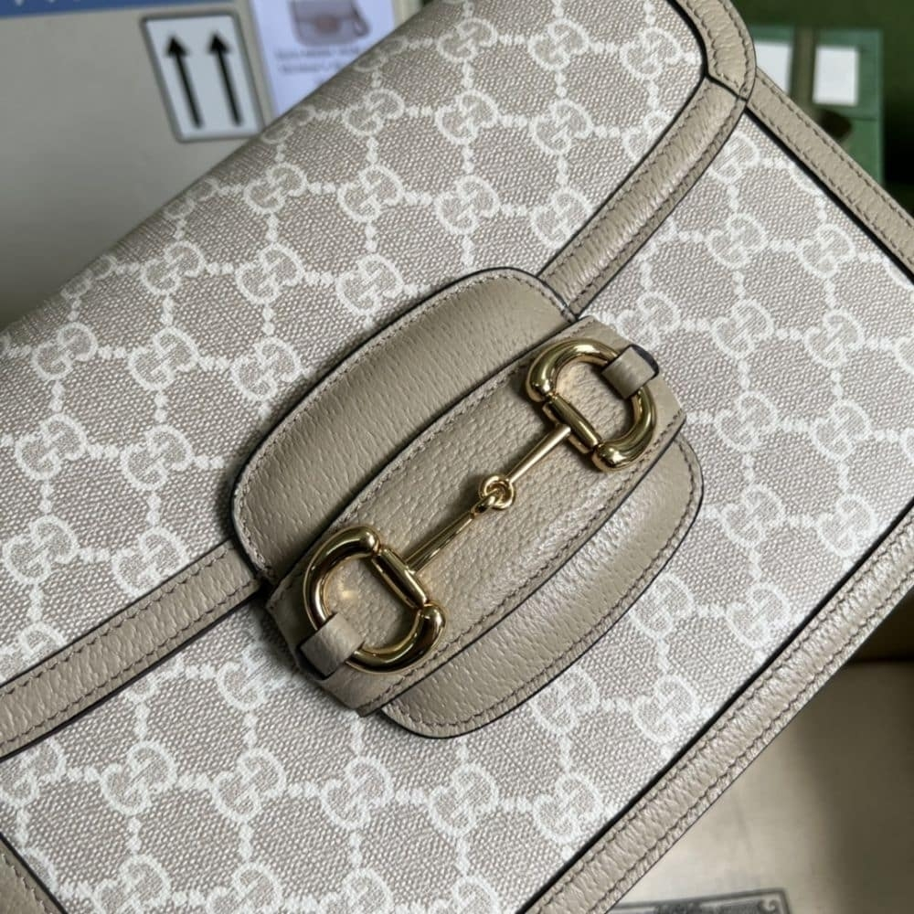 Gucci Horsebit 1955 Medium Bag Beige White 25cm 602204 UULBG 9683 - Image 8