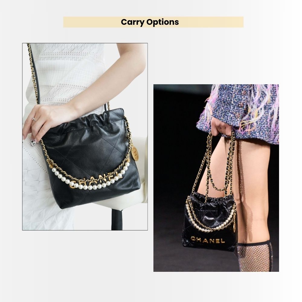 Chanel 22 Mini Handbag Shiny Crystal Pearls Gold Tone Metal Black 22Cm AS3980 B10672 94305 - Image 10