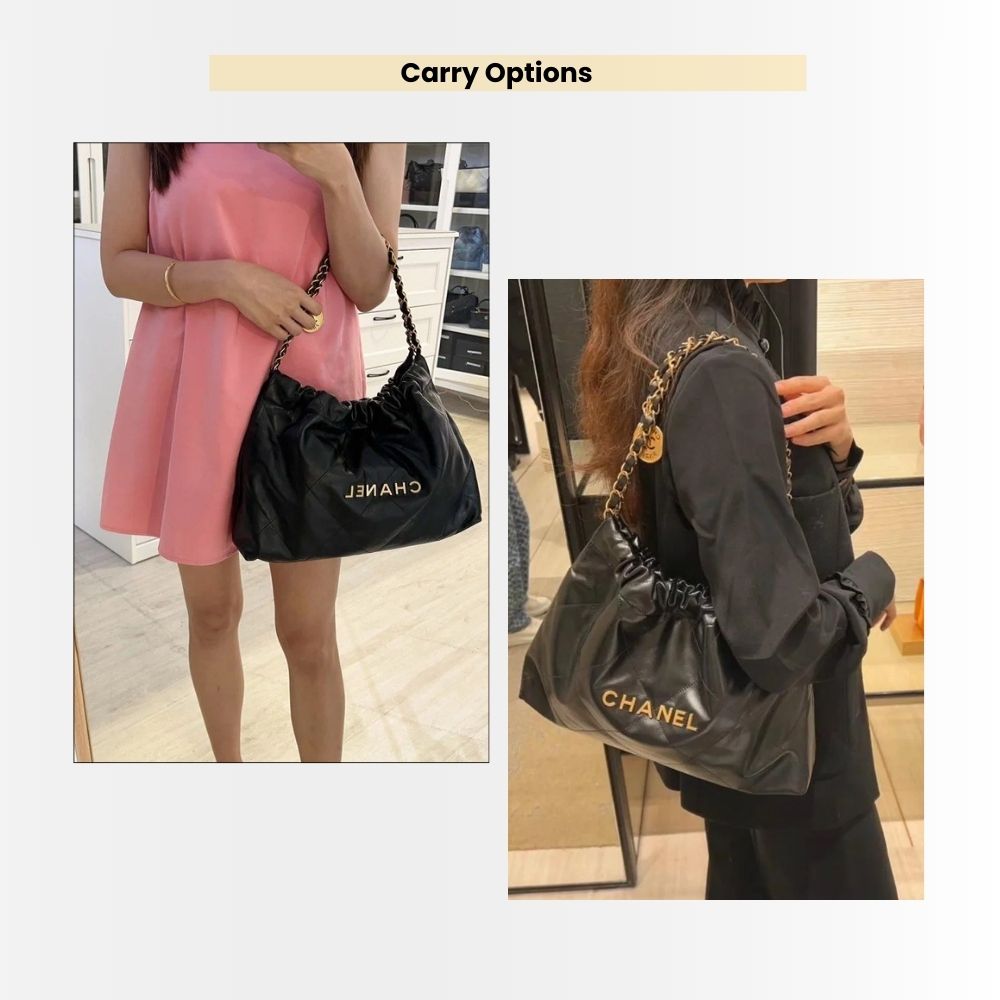 Chanel 22 Medium East West Bag Leather Black 39Cm - Image 10