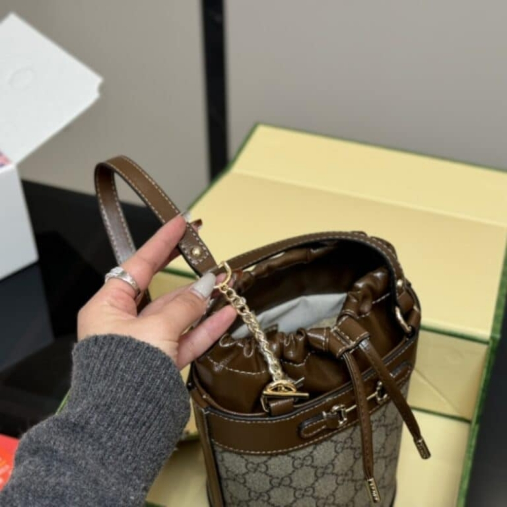 Gucci Horsebit 1955 Mini Bucket Bag Brown 18Cm - Image 8