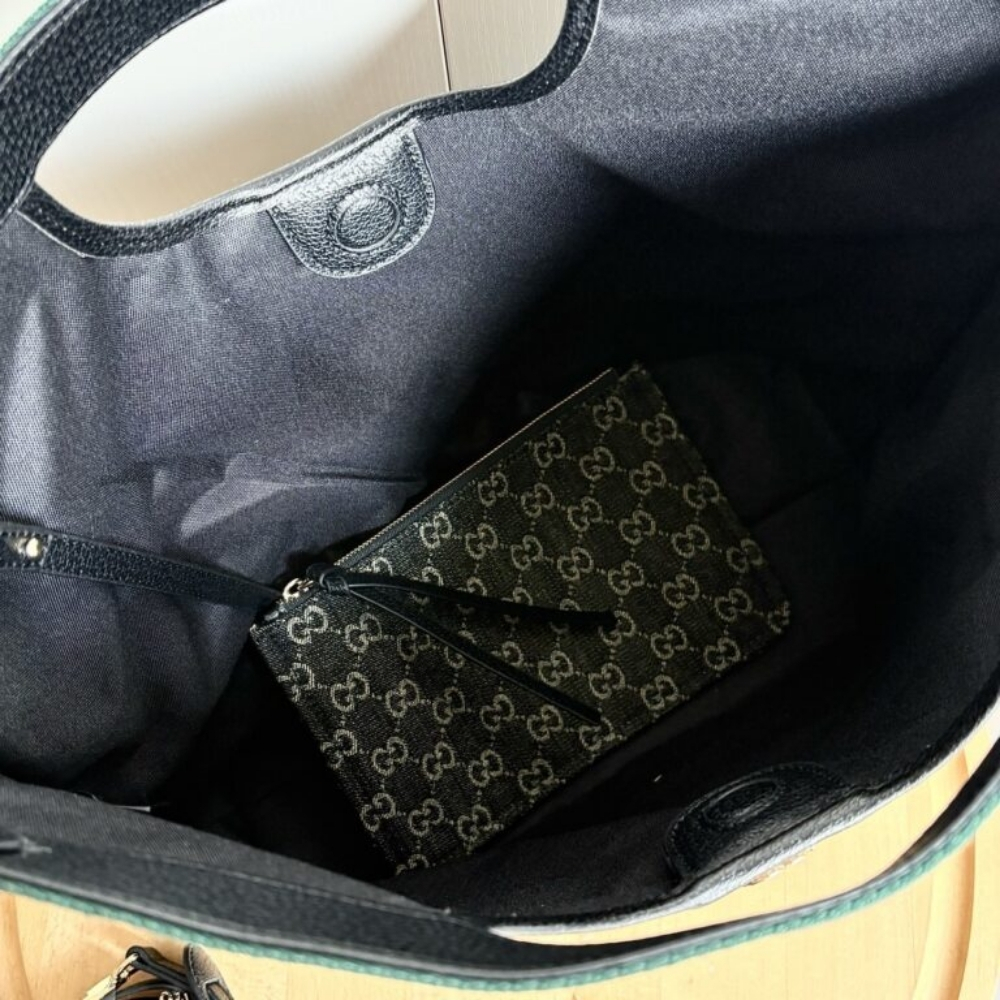 Gucci Giglio Large Tote Bag Black And White GG Denim 36Cm 865452 UN3AG 1099 - Image 8