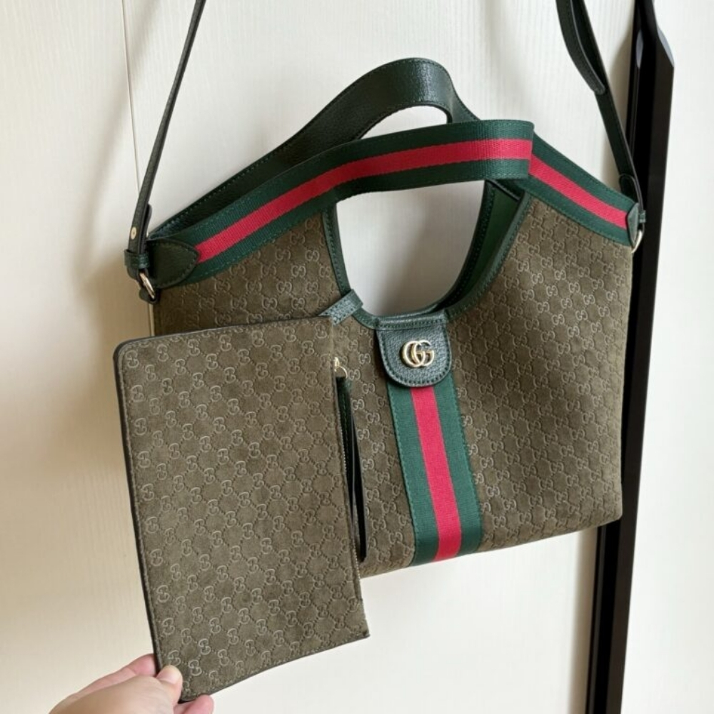 Gucci Giglio Small Tote Bag Dark Green 25Cm - Image 8