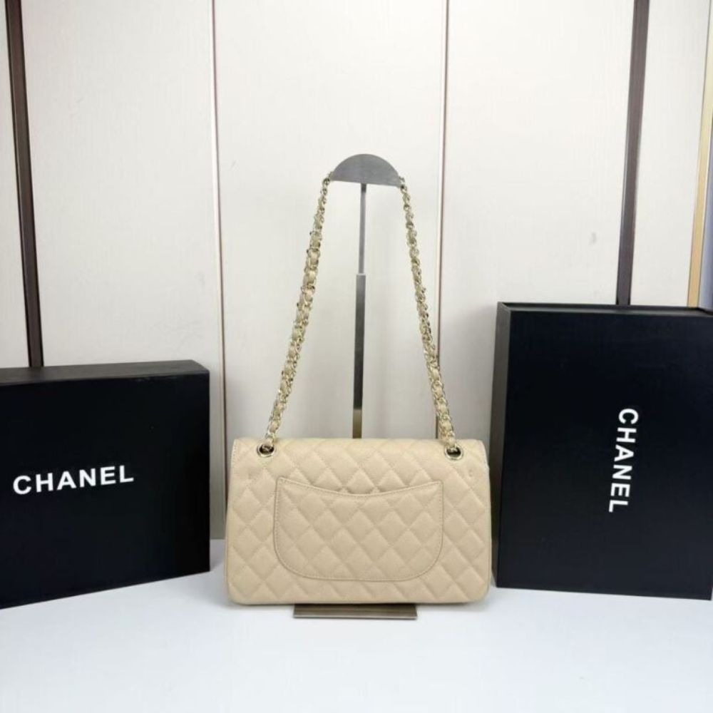 Chanel Classic Medium Double Flap Bag Beige 25Cm A01113 Y04059 NZG77 - Image 10