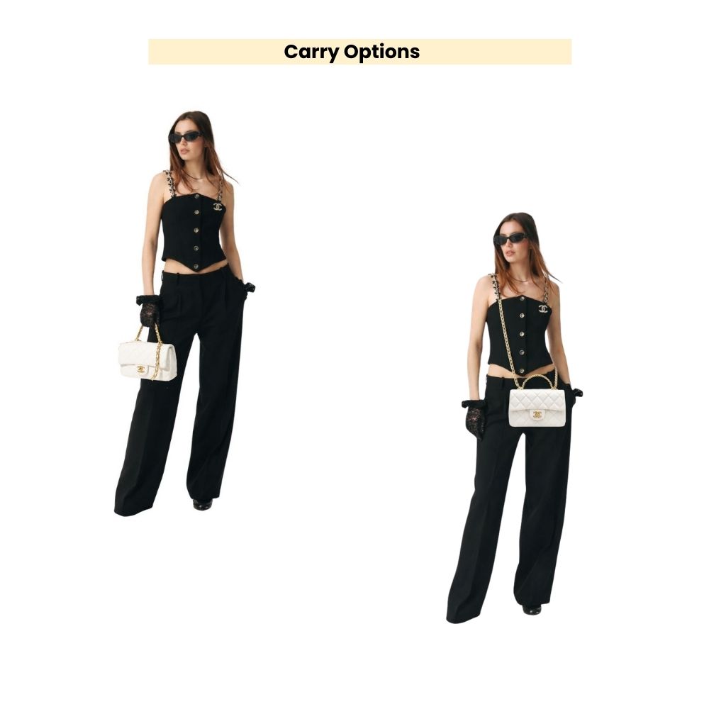 Chanel Small Flap Bag With Top Handle White 21cm AS4023 B10719 10601 - Image 10