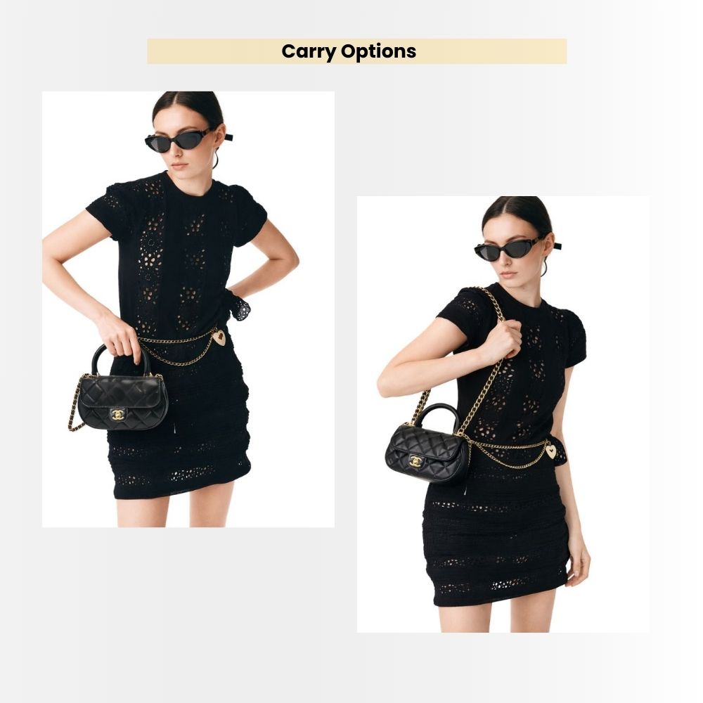 Chanel Small Flap Bag With Top Handle Black 20cm AS4573 B15144 94305 - Image 10