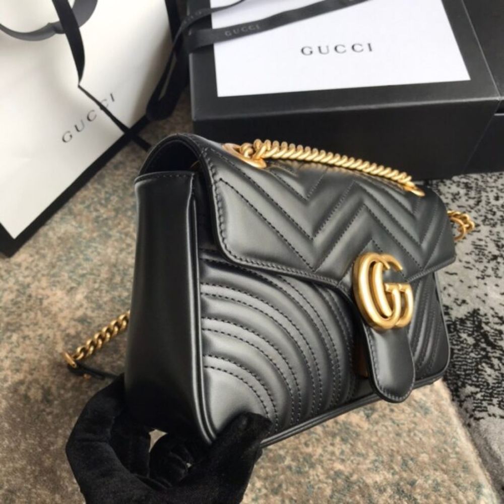 Gucci Marmont Mini Matelassé Shoulder Bag Black 22Cm 446744 DIDIT 1000 - Image 6