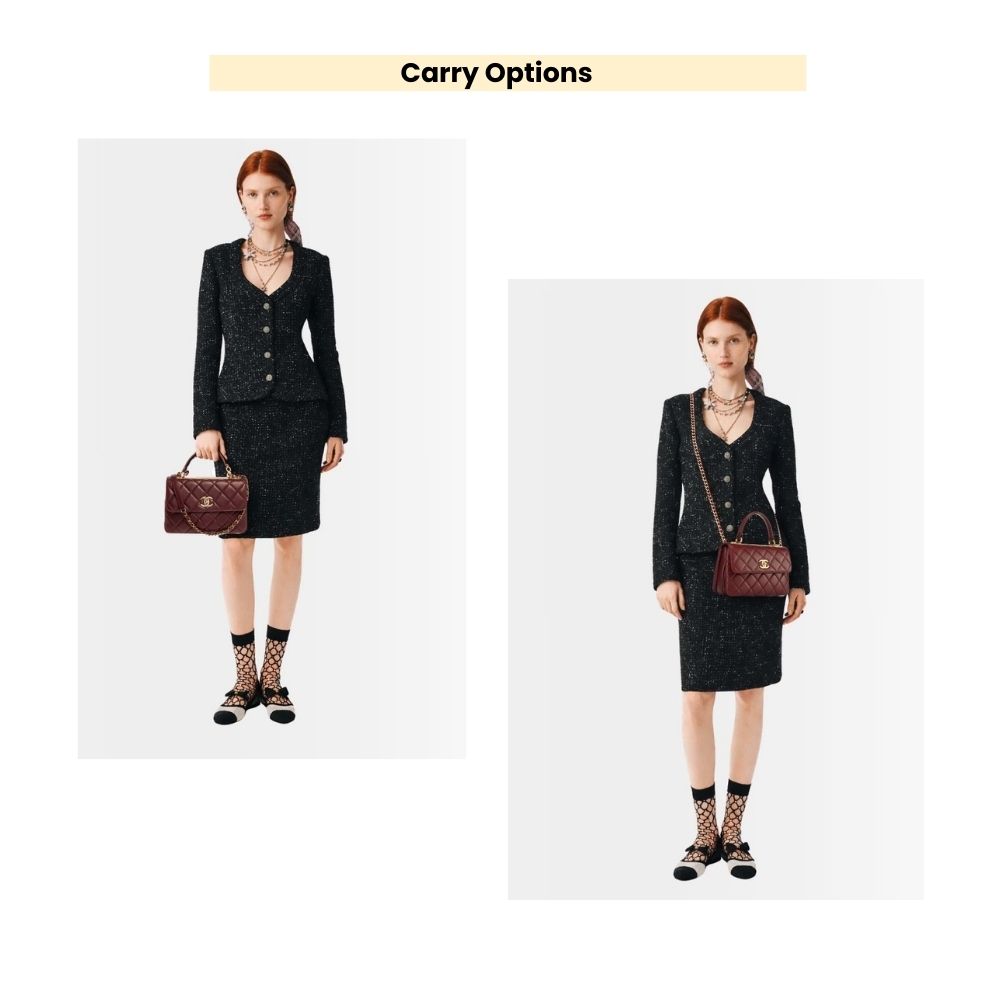 Chanel Small Flap Bag With Top Handle Burgundy 25Cm - Image 10