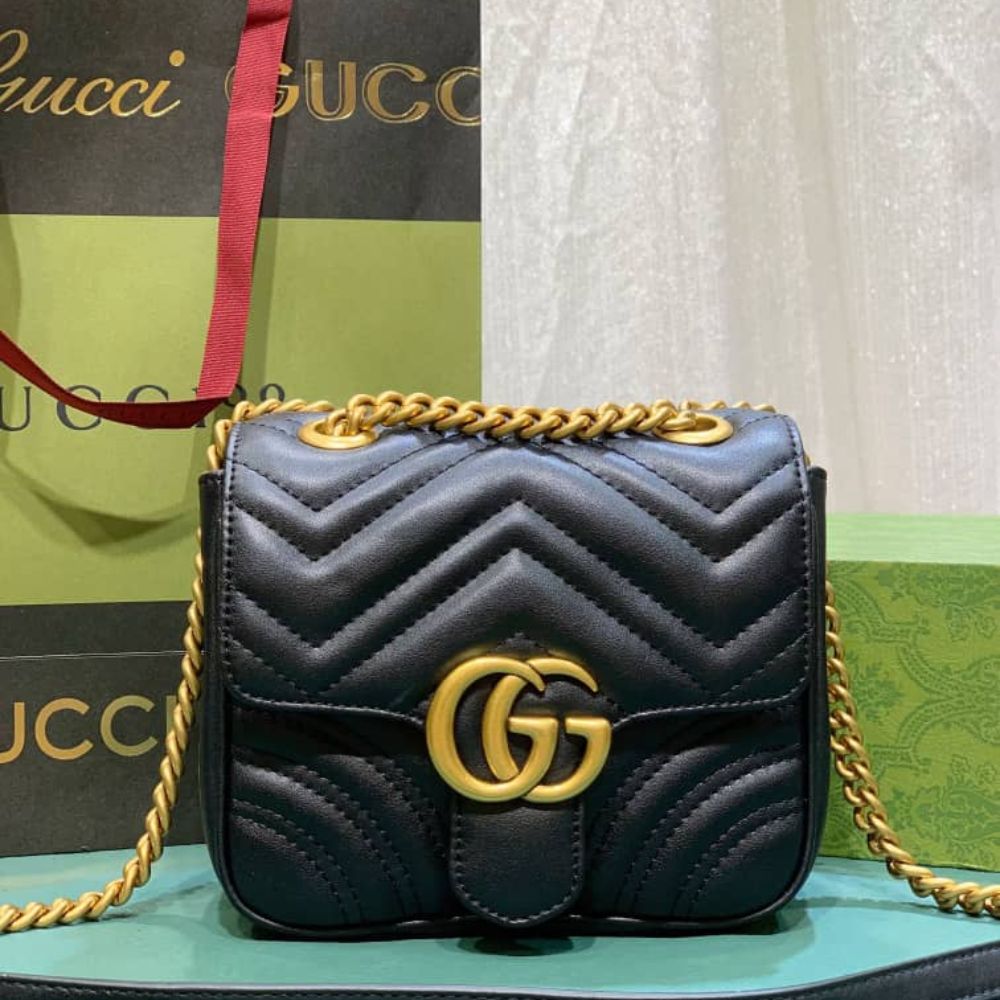 Gucci GG Marmont Mini Shoulder Bag Black 18Cm 739682 AABZC 6832 - Image 5