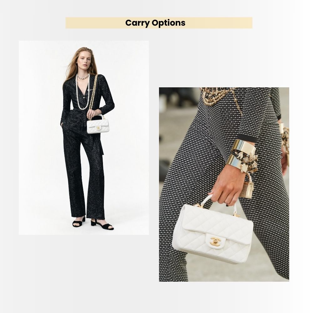 Chanel Mini Flap Bag With Top Handle White 20Cm AS2431 - Image 13