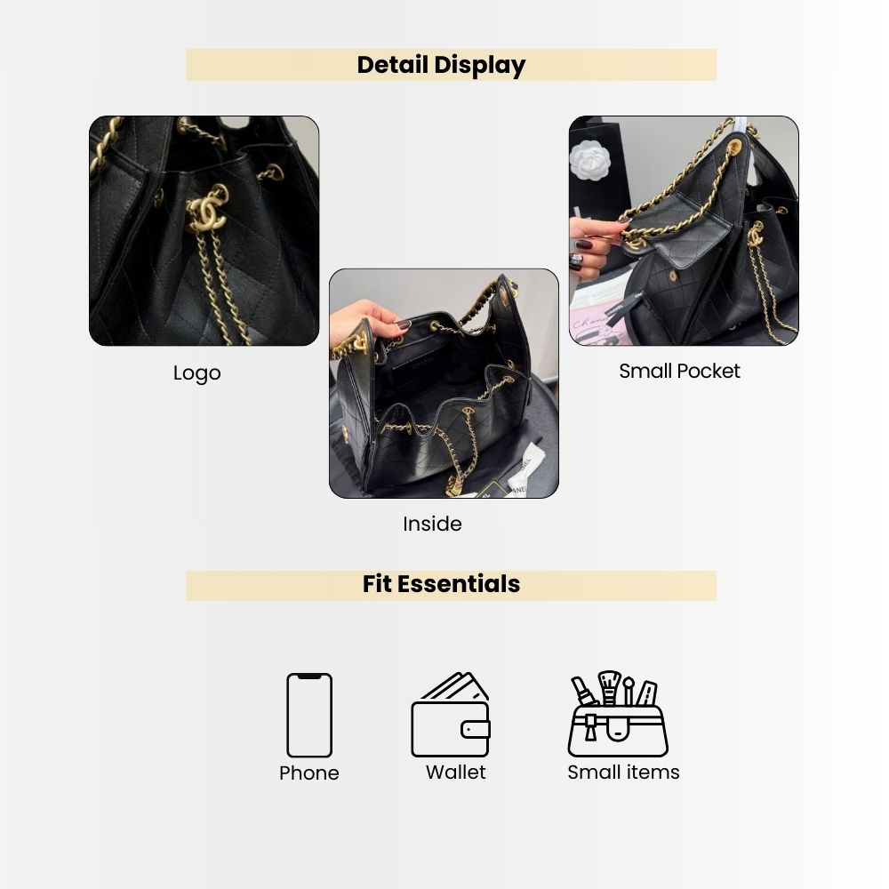 Chanel 25 Small Handbag Grained And Gold Tone Metal Black 26Cm AS5293 B20304 94305 - Image 4