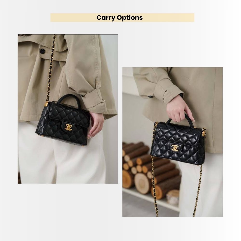 Chanel Mini Flap Top Handle Bag And Gold Metal Black 20Cm AS5355 B19386 94305 - Image 8