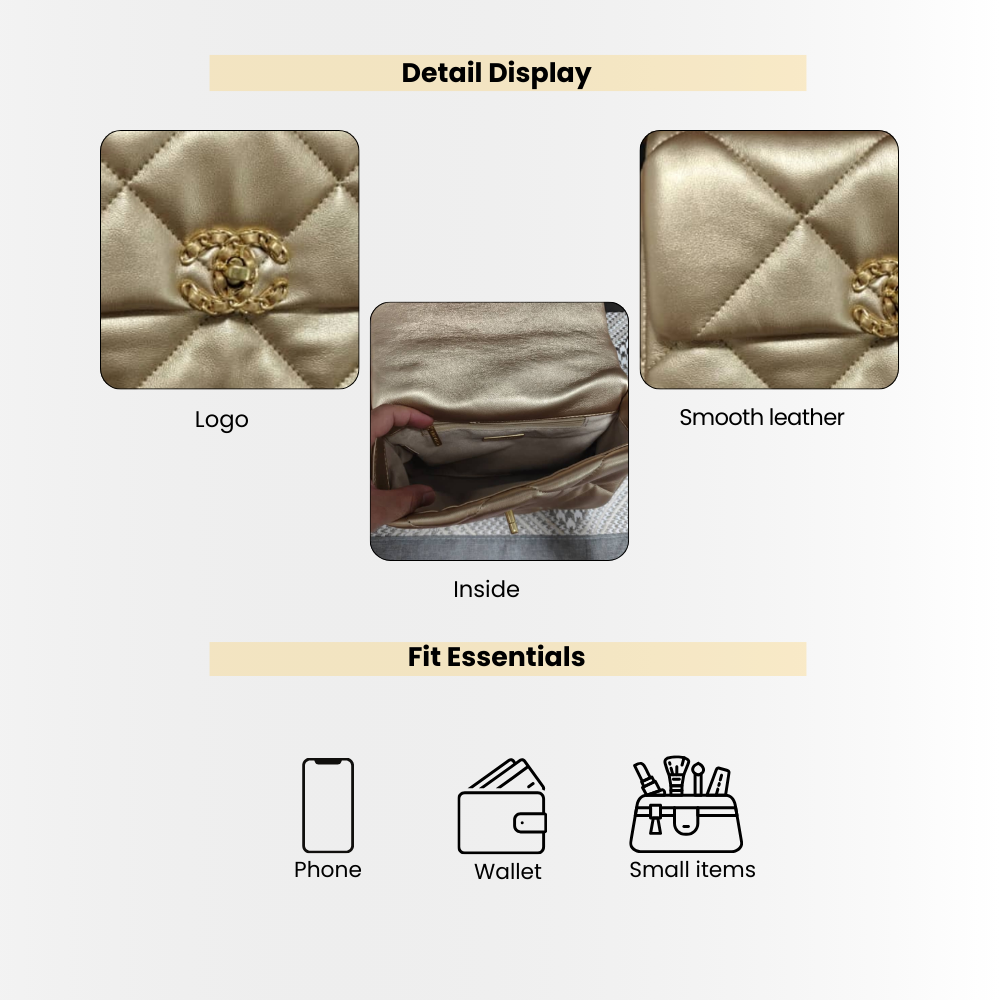 Chanel 19 Small Flap Bag Gold 25cm - Image 4